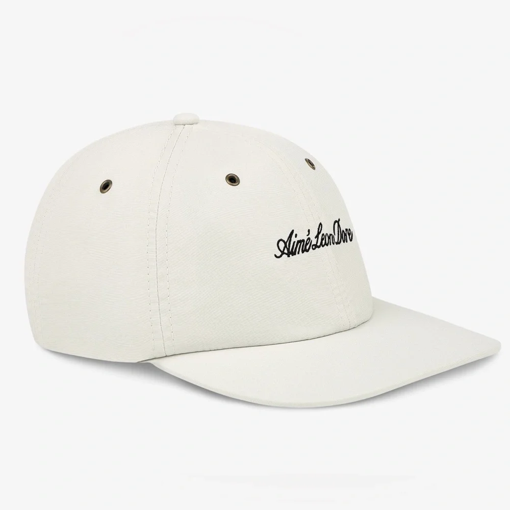 NEW AIME LEON DORE Embroidered Script Sport nylon 6 panel Hat cap silver Burch